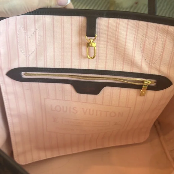 LOUIS VUITTON NEVERFULL DAMIER EBENE ROSE BALLERINE MM TOTE - Picture 9 of 12